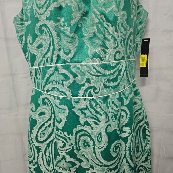 NWT Alex Marie Green Paisley Sleeveless Brocade Retro Knee Length Dress Size 6 - Picture 4 of 14